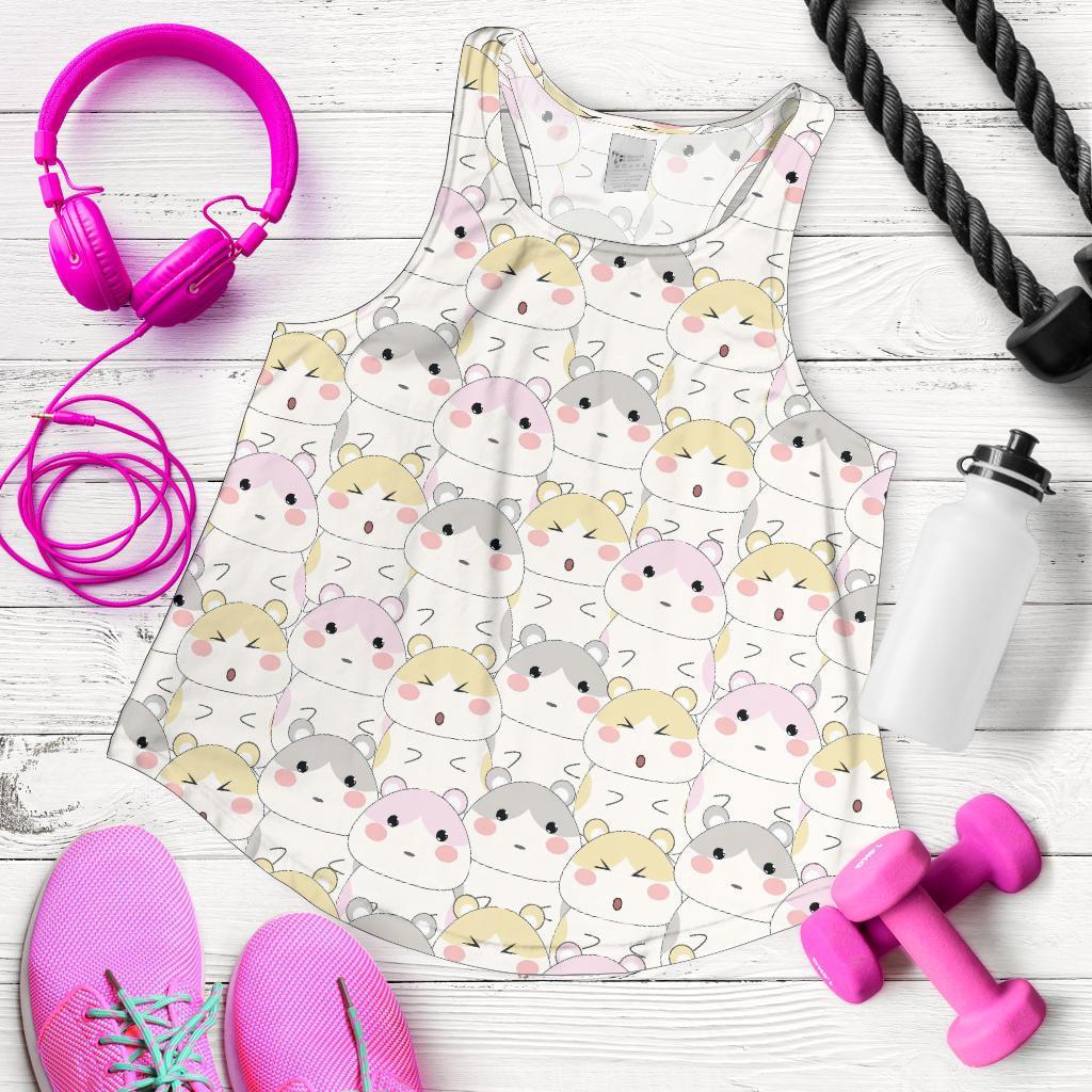 Cute Hamster Pattern Print Racerback Tank Tops-grizzshop