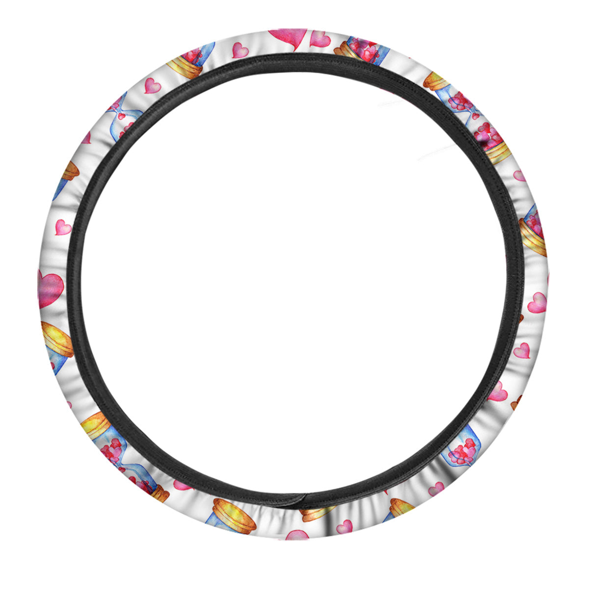 Cute Hourglass Hearts Print Pattern Car Steering Wheel Cover-grizzshop