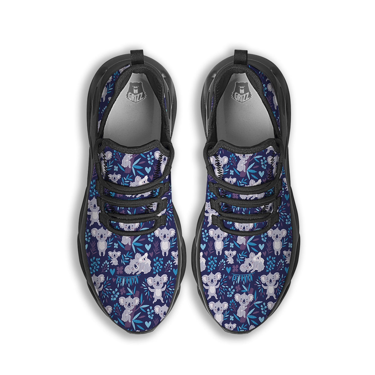 Cute Koala Print Pattern Black Running Shoes-grizzshop
