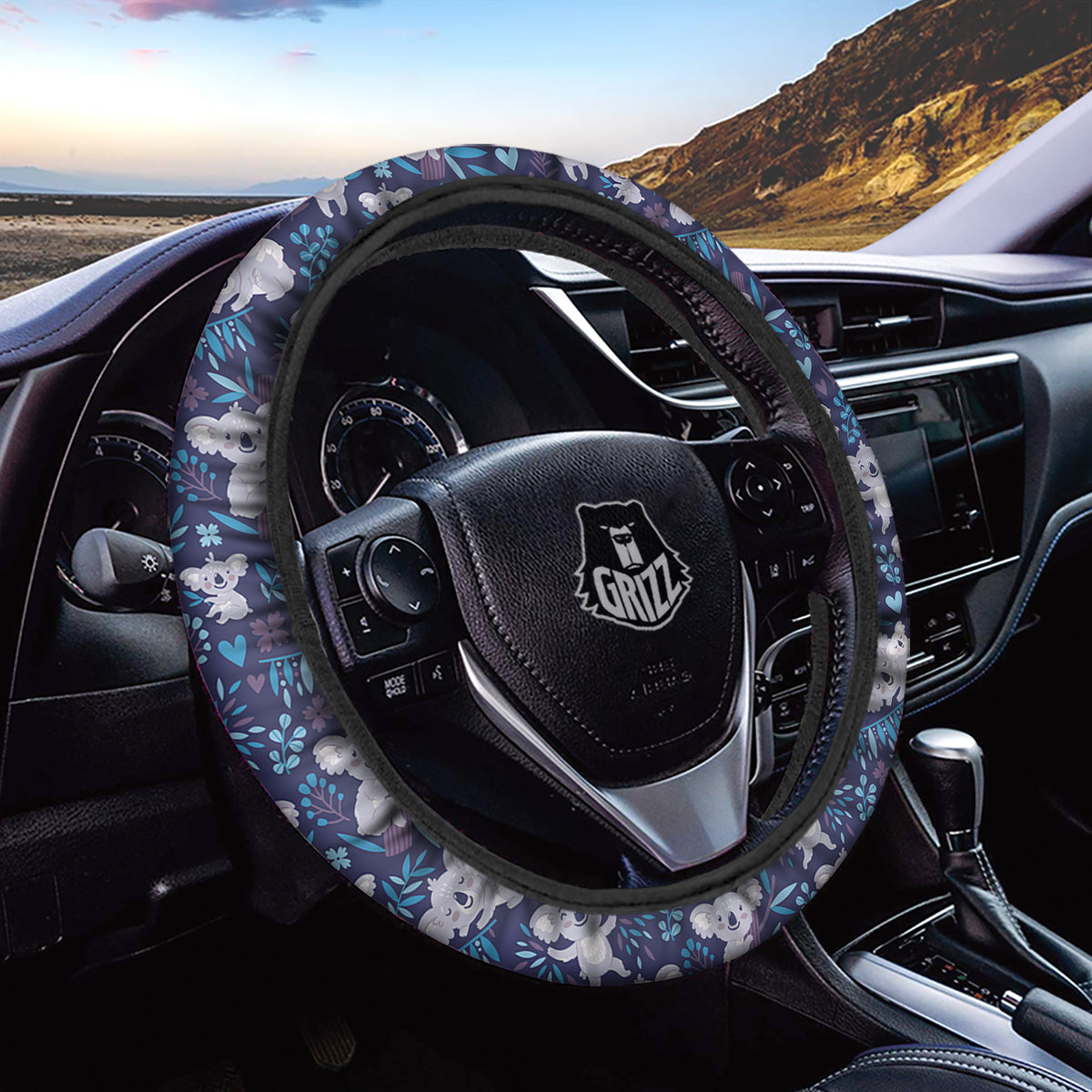 Cute Koala Print Pattern Car Steering Wheel Cover-grizzshop