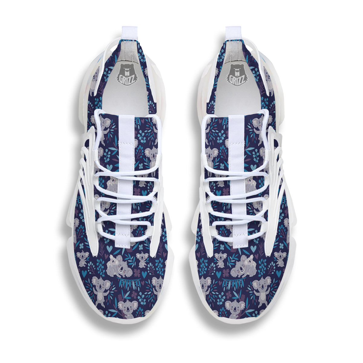 Cute Koala Print Pattern White Gym Shoes-grizzshop