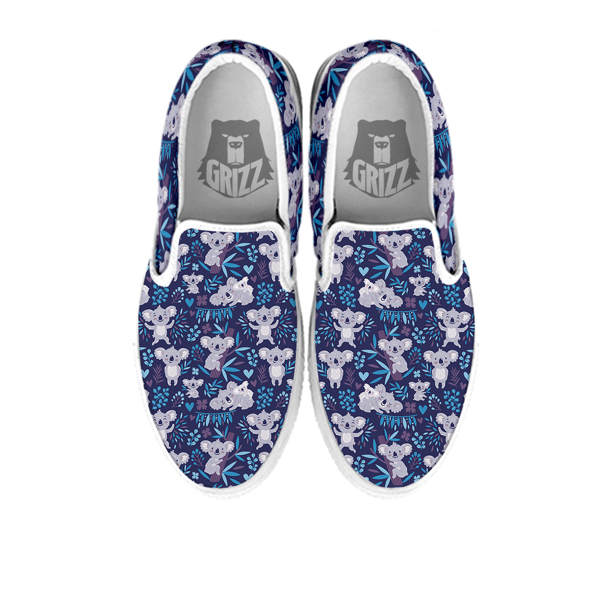 Cute Koala Print Pattern White Slip On Shoes-grizzshop