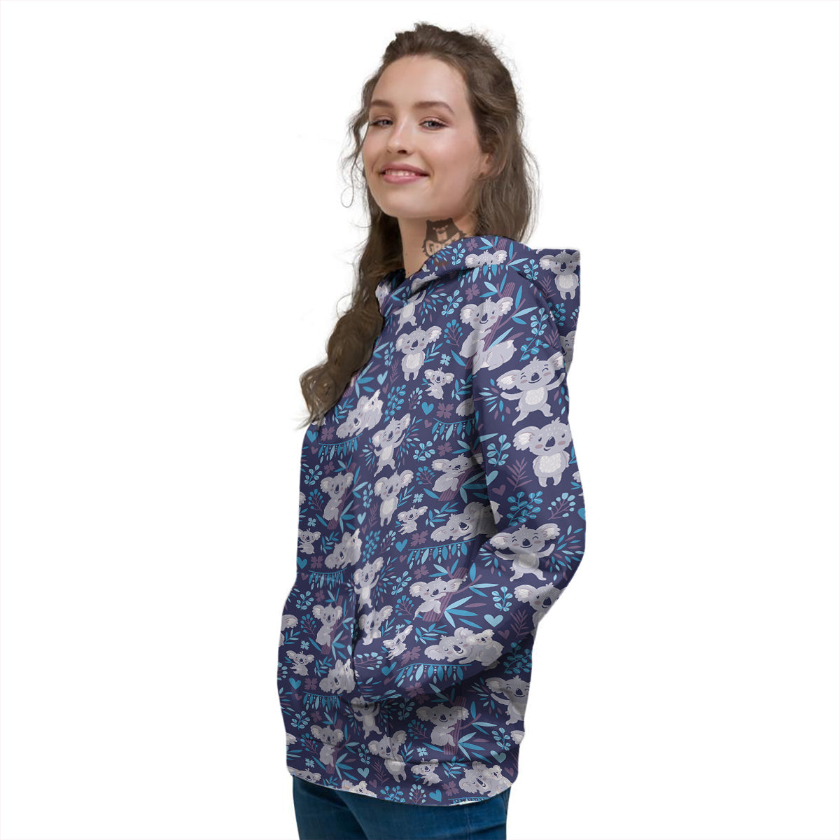 Cute Koala Print Pattern Women's Hoodie-grizzshop