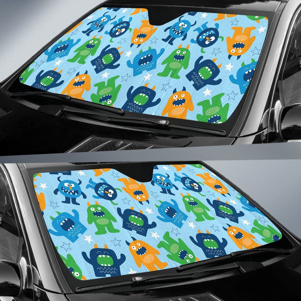 Cute Monster Print Pattern Car Sun Shade-grizzshop