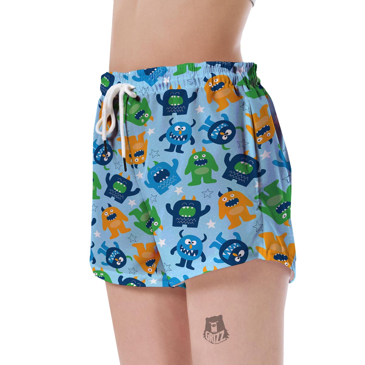 Cute Monster Print Pattern Women's Shorts-grizzshop