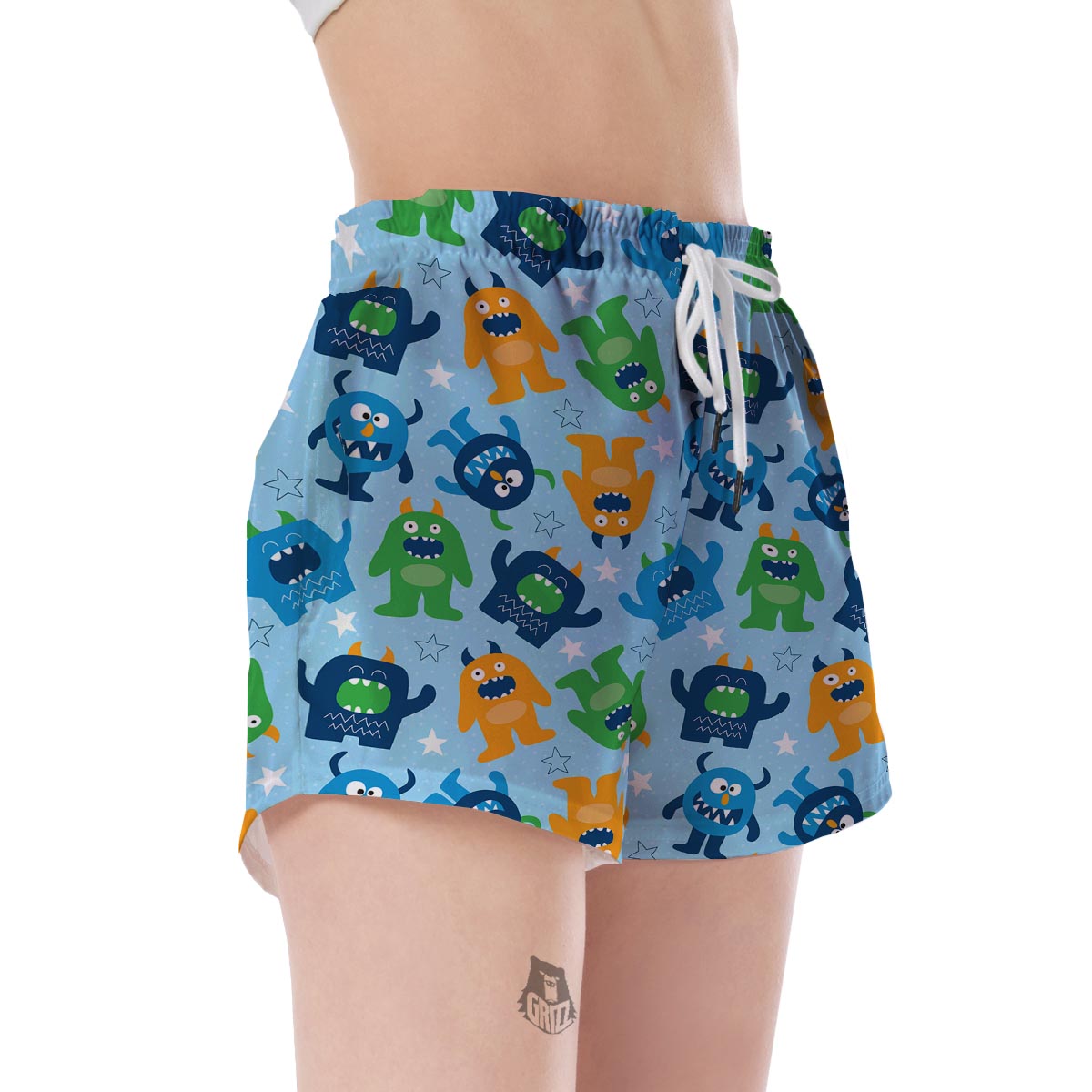 Cute Monster Print Pattern Women's Shorts-grizzshop