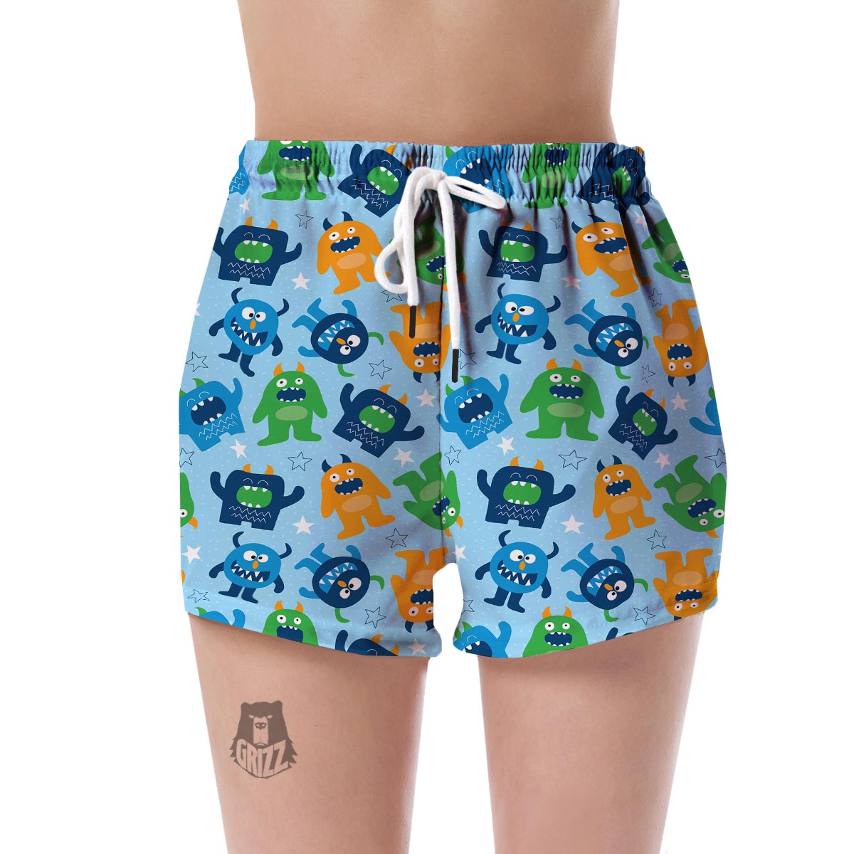 Cute Monster Print Pattern Women's Shorts-grizzshop