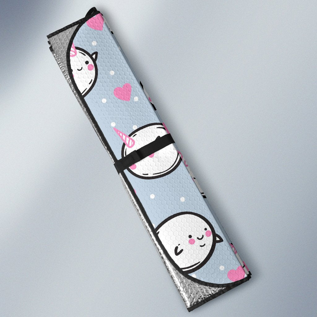 Cute Narwhal Pattern Print Car Sun Shade-grizzshop