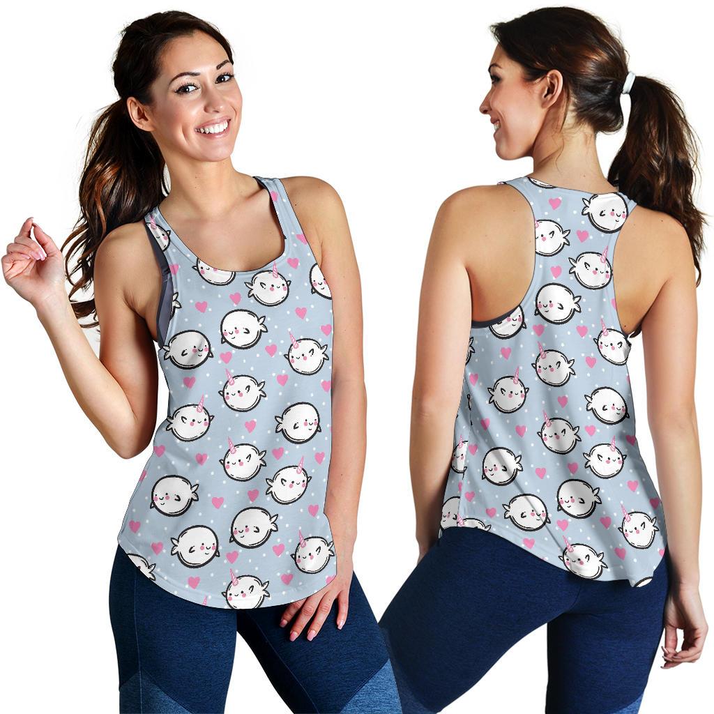 Cute Narwhal Pattern Print Racerback Tank Tops-grizzshop