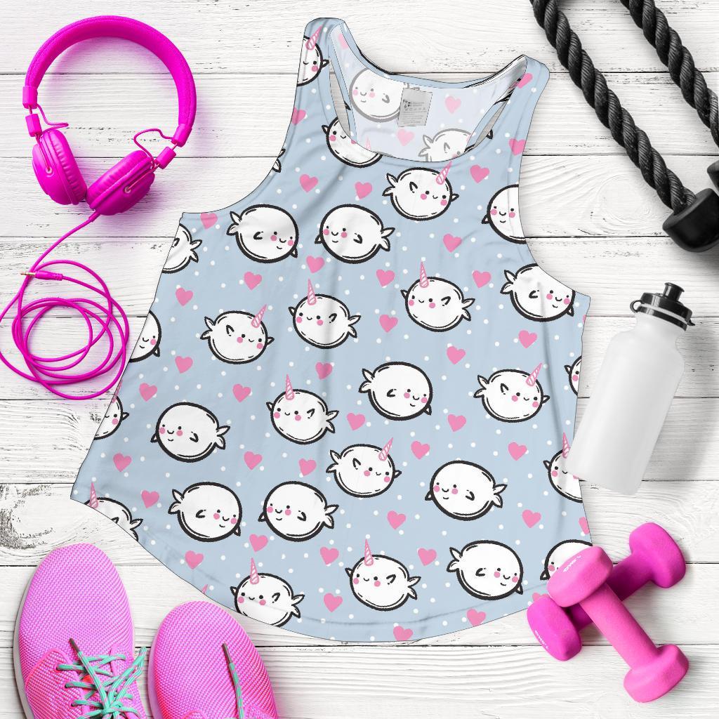 Cute Narwhal Pattern Print Racerback Tank Tops-grizzshop
