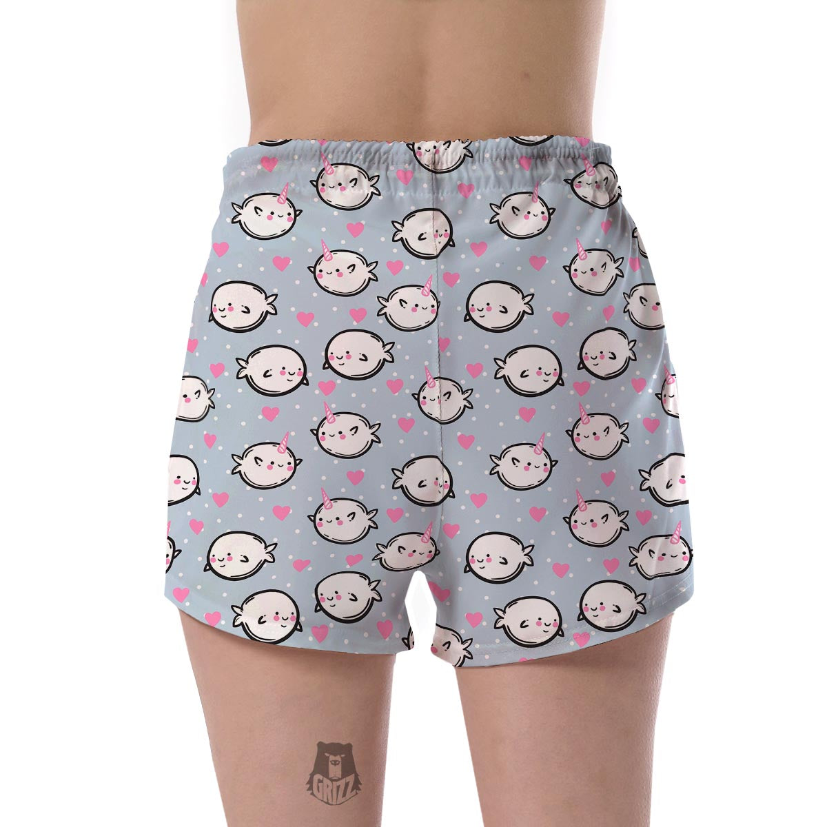 Cute Narwhal Pattern Print Women's Shorts-grizzshop