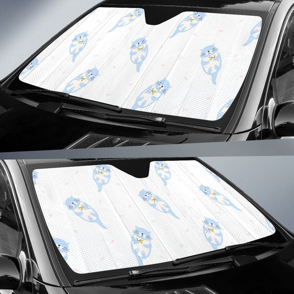 Cute Otter Pattern Print Car Sun Shade-grizzshop
