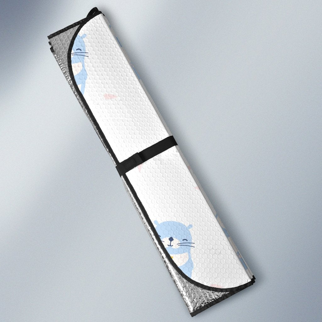 Cute Otter Pattern Print Car Sun Shade-grizzshop