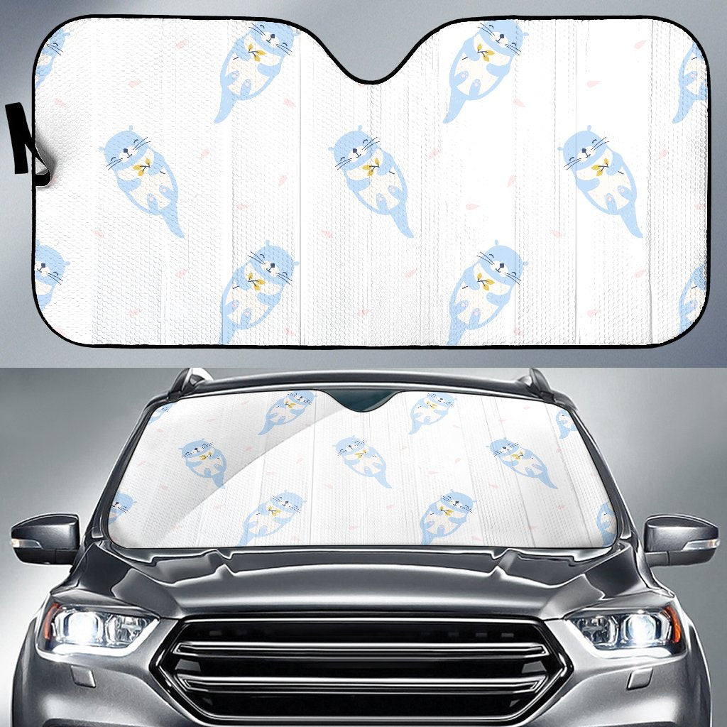 Cute Otter Pattern Print Car Sun Shade-grizzshop