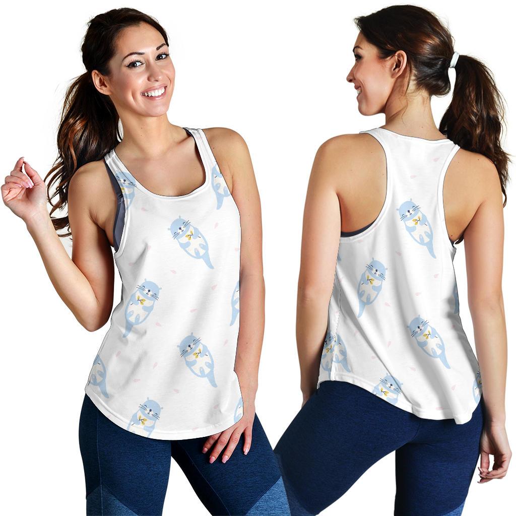 Cute Otter Pattern Print Racerback Tank Tops-grizzshop