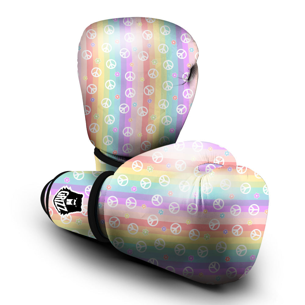 Cute Peace Symbol And Daisy Print Pattern Boxing Gloves-grizzshop
