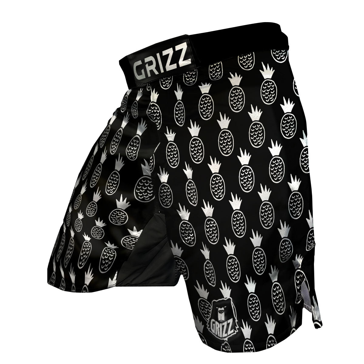 Cute Pineapple Black Print Pattern MMA Shorts-grizzshop