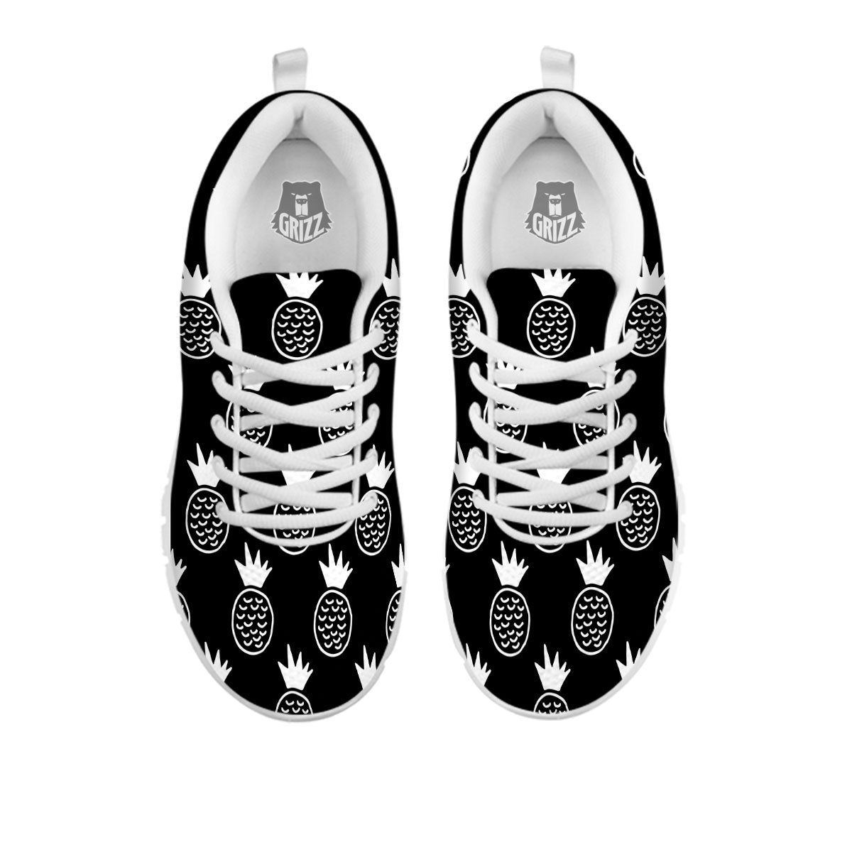 Cute Pineapple Black Print Pattern White Sneaker-grizzshop