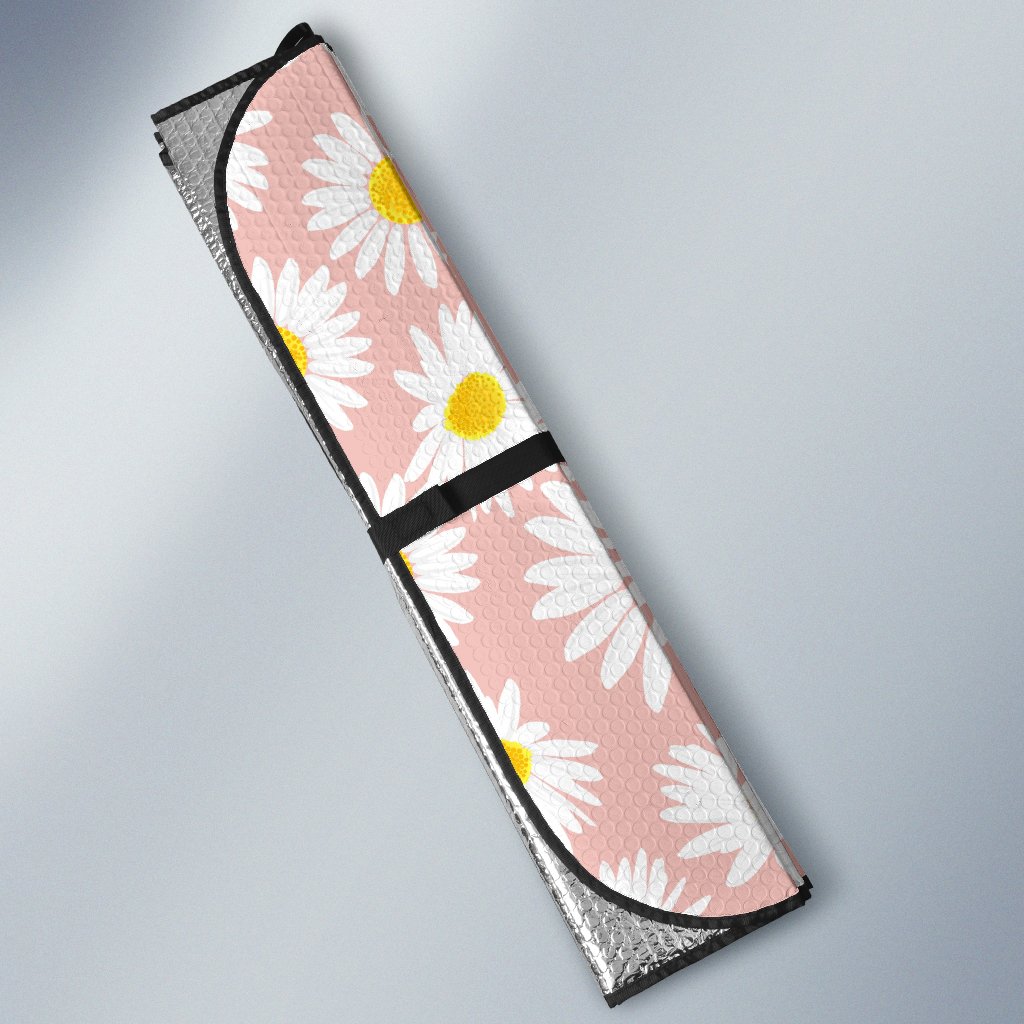 Cute Pink Daisy Pattern Print Car Sun Shade-grizzshop