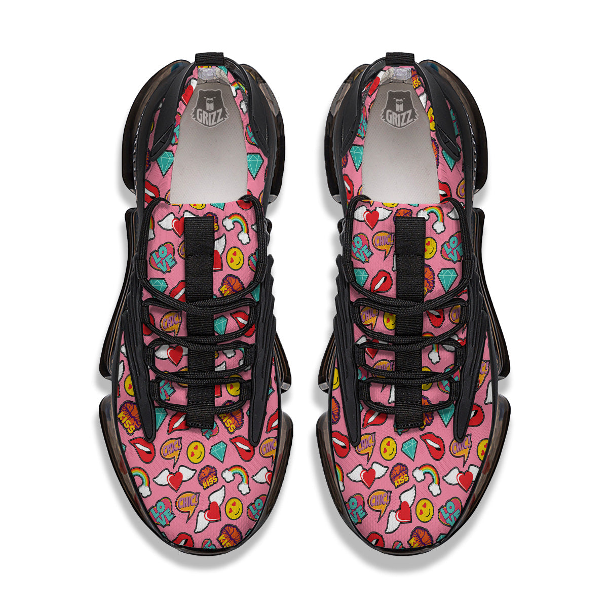 Cute Pink Girl In Pop Art Style Print Pattern Black Gym Shoes-grizzshop