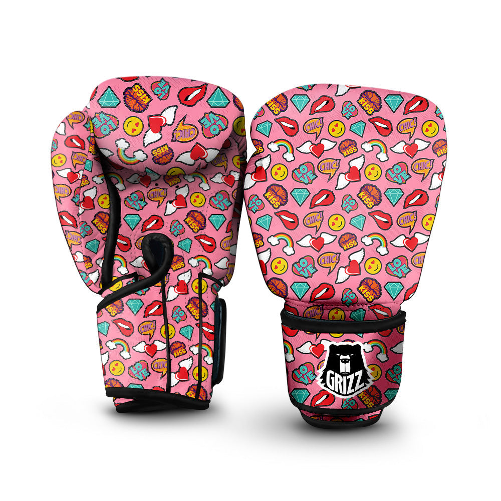 Cute Pink Girl In Pop Art Style Print Pattern Boxing Gloves-grizzshop