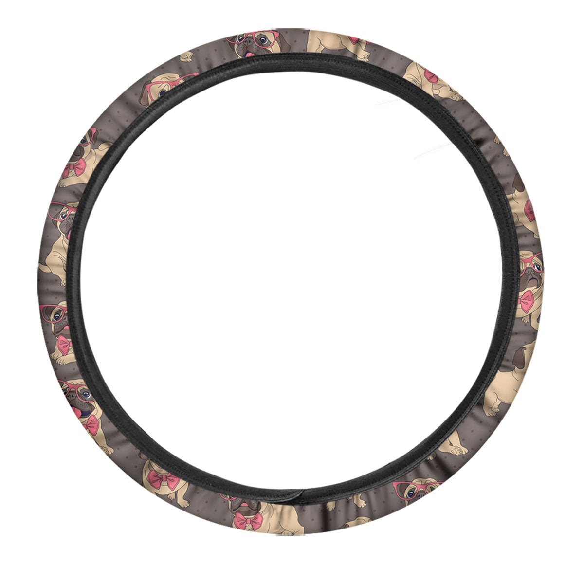 Cute Pug Print Pattern Car Steering Wheel Cover-grizzshop