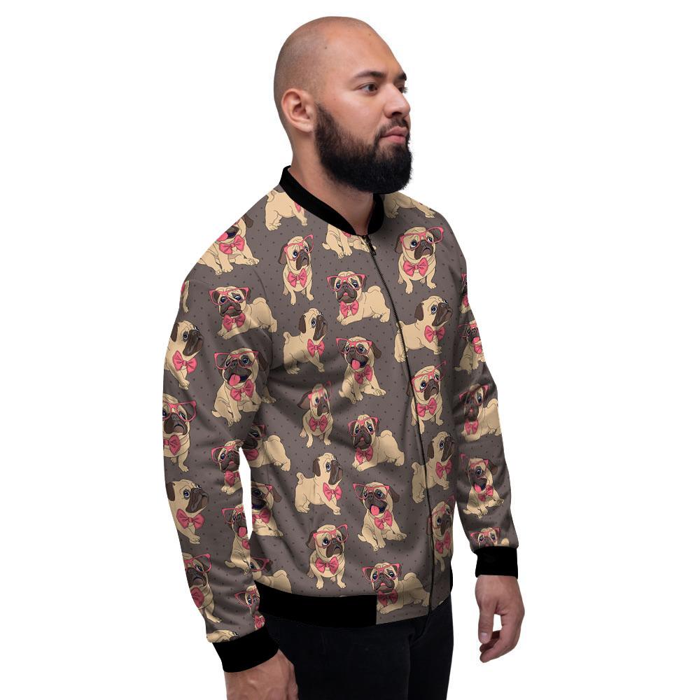 Cute Pug Print Pattern Men's Bomber Jacket-grizzshop