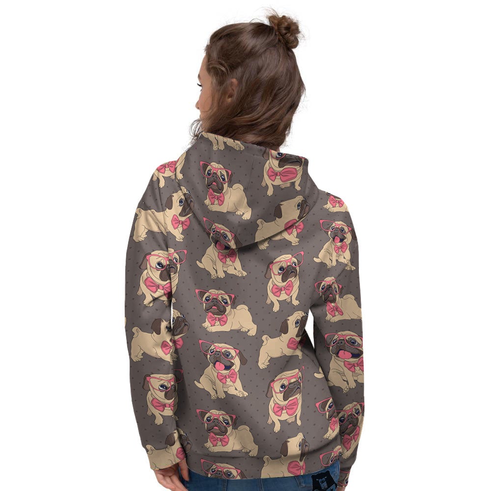 Cute Pug Print Pattern Women's Hoodie-grizzshop