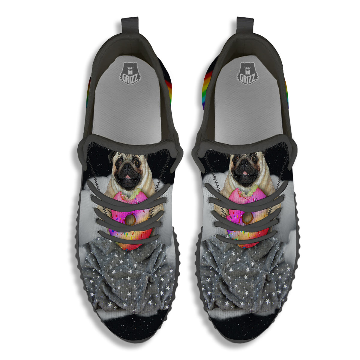 Cute Pug Unicorn Print Black Walking Shoes-grizzshop
