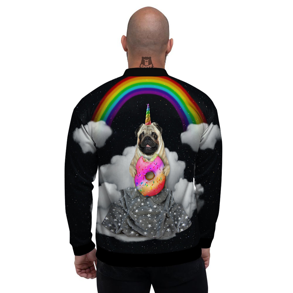 Cute Pug Unicorn Print Men's Bomber Jacket-grizzshop