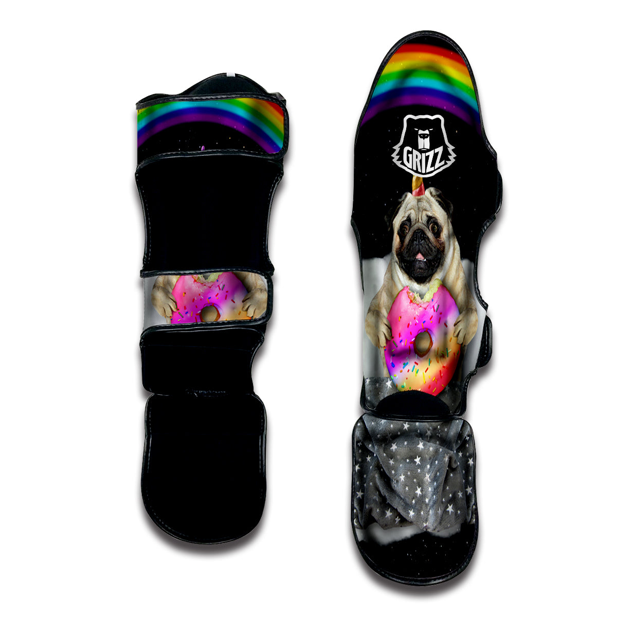 Cute Pug Unicorn Print Muay Thai Shin Guards-grizzshop
