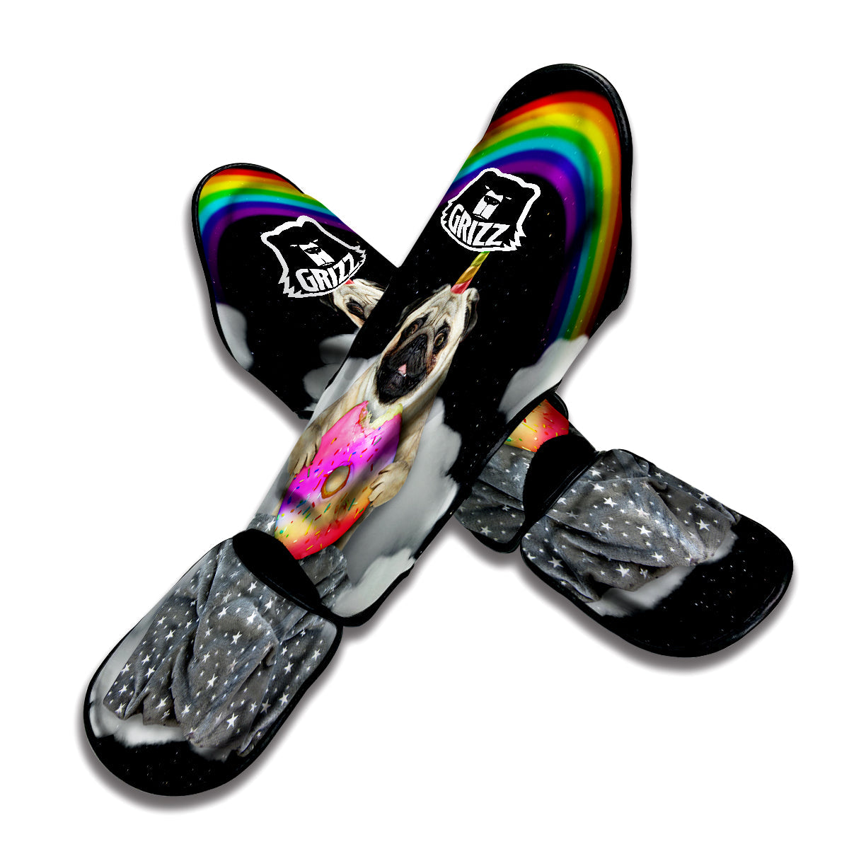 Cute Pug Unicorn Print Muay Thai Shin Guards-grizzshop