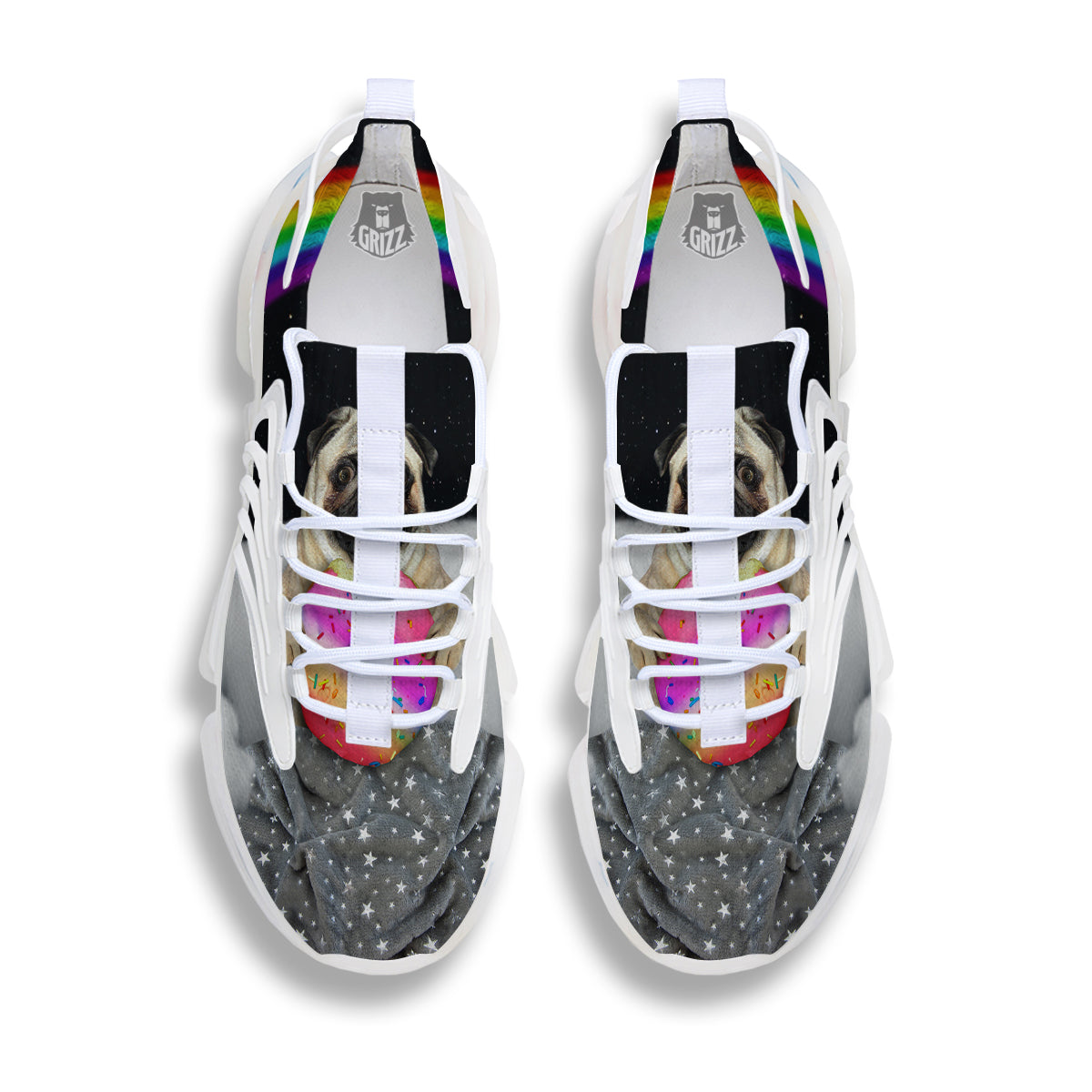 Cute Pug Unicorn Print White Gym Shoes-grizzshop