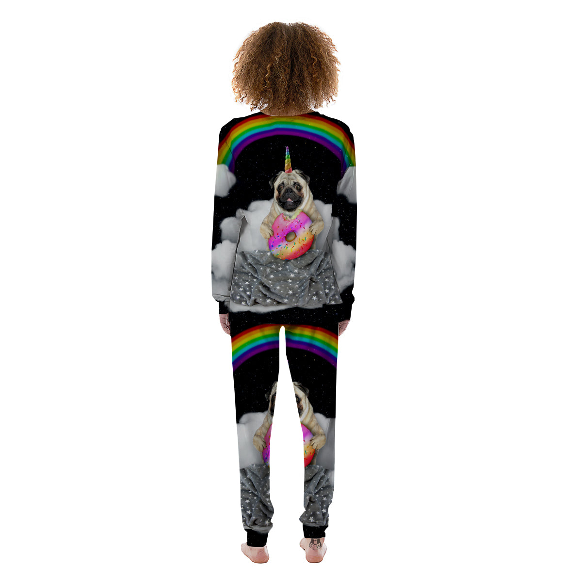 Cute Pug Unicorn Print Women's Pajamas-grizzshop