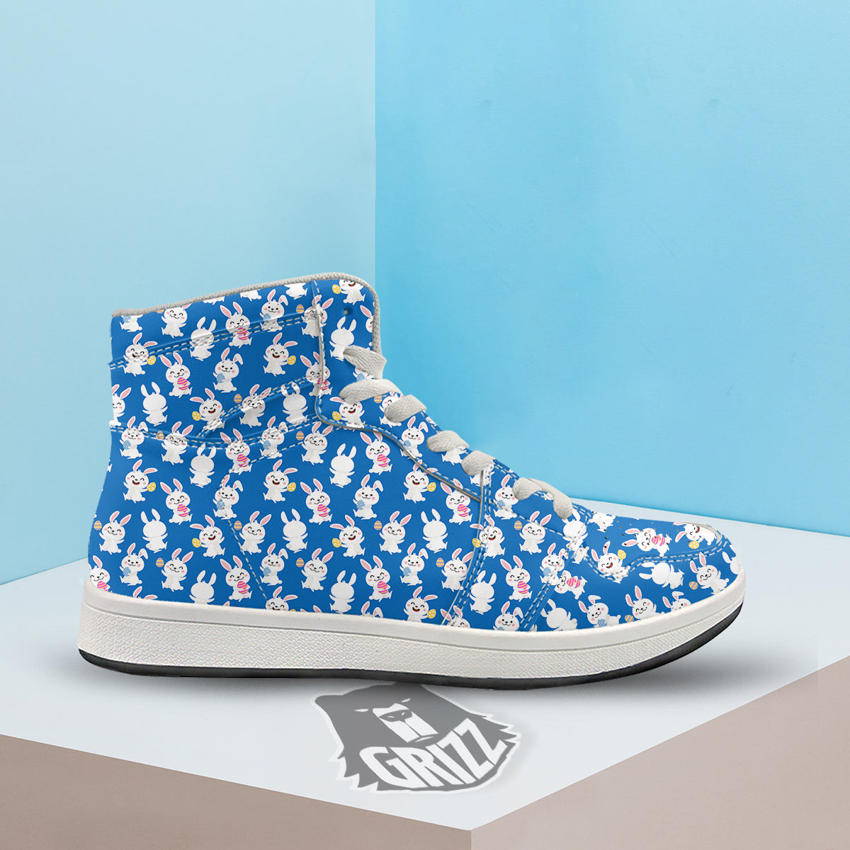 Cute Rabbit Print Pattern High Top Sneakers-grizzshop