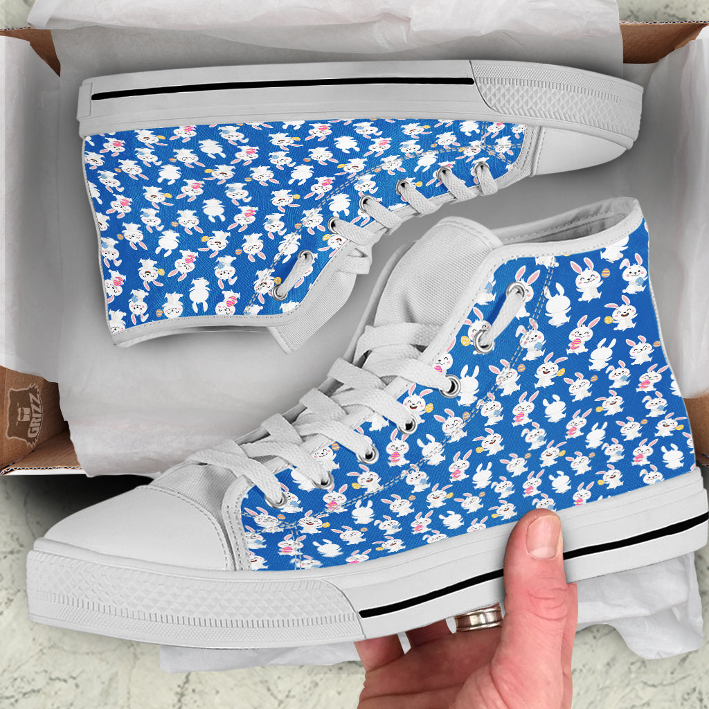 Cute Rabbit Print Pattern White High Top Shoes-grizzshop