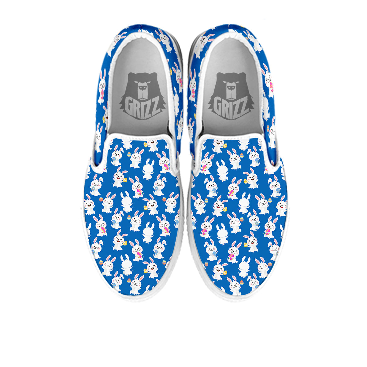 Cute Rabbit Print Pattern White Slip On Shoes-grizzshop