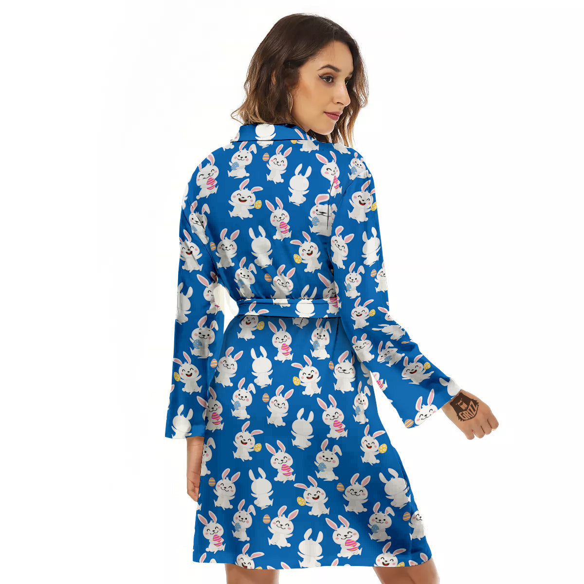 Cute Rabbit Print Pattern Women's Robe-grizzshop