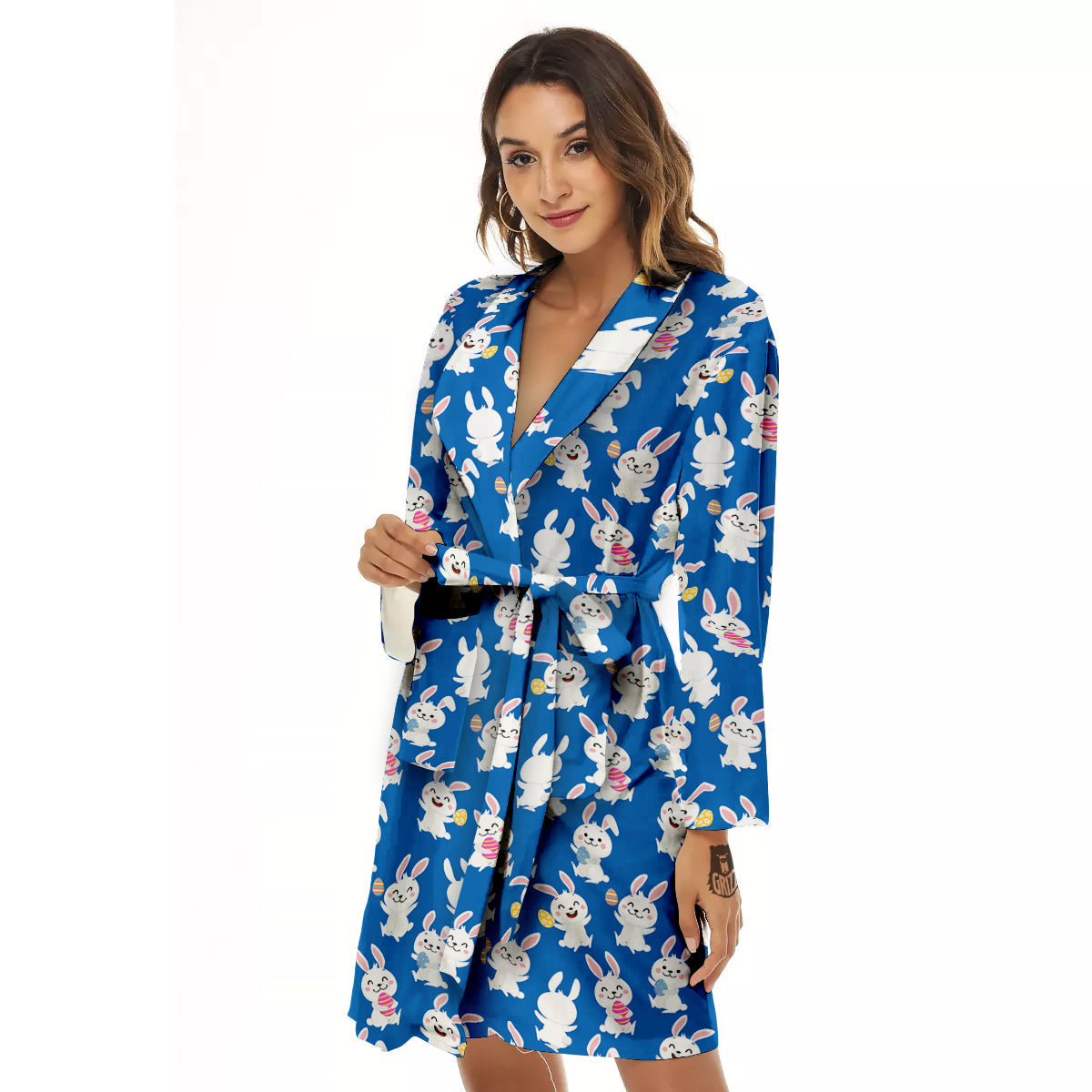 Cute Rabbit Print Pattern Women's Robe-grizzshop