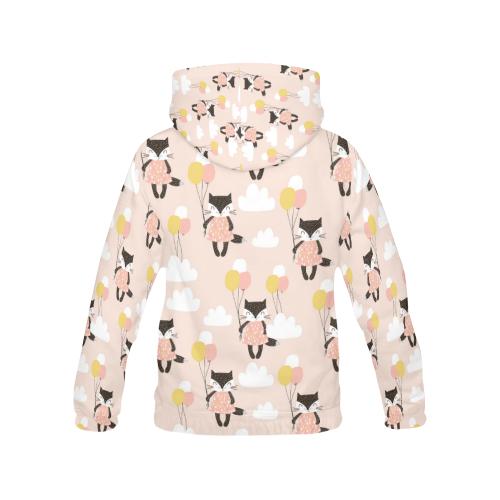 Cute Raccoon Hot Air Balloon Pattern Print Women Pullover Hoodie-grizzshop