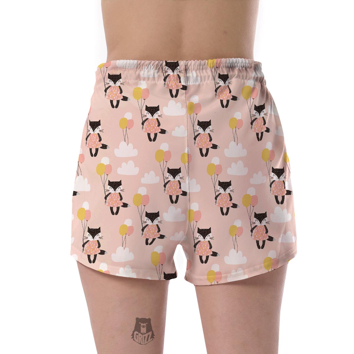 Cute Raccoon Hot Air Balloon Pattern Print Women's Shorts-grizzshop