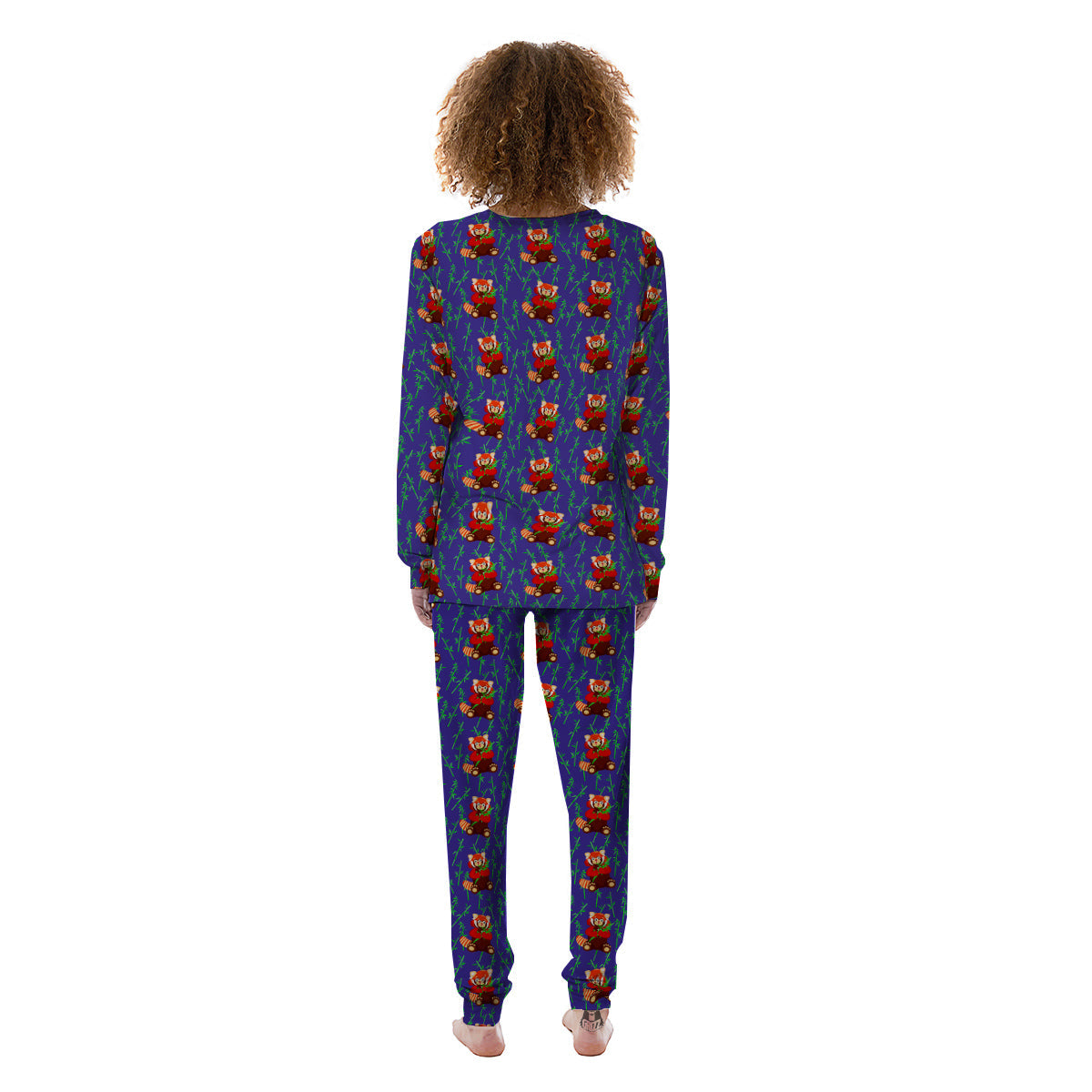Cute Red Raccoon And Bamboo Print Pattern Women's Pajamas-grizzshop