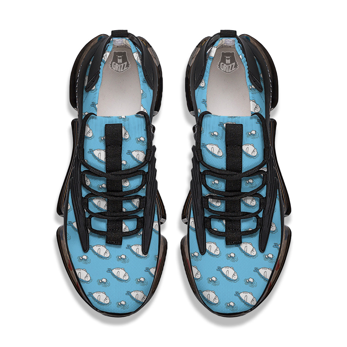 Cute Seal Swim Print Pattern Black Gym Shoes-grizzshop