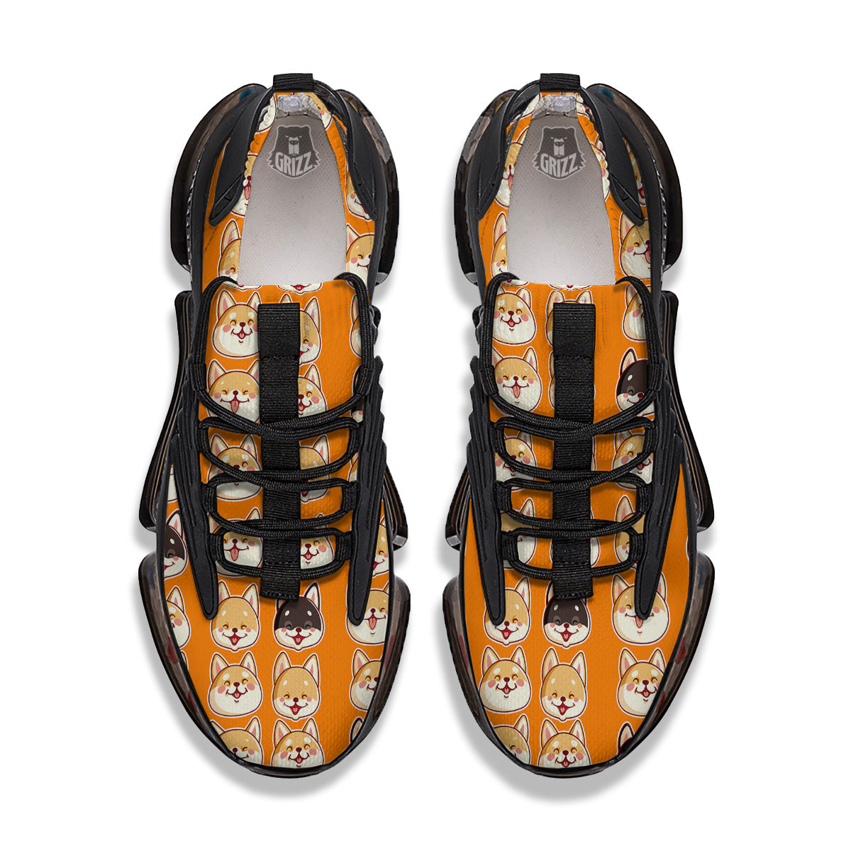 Cute Siberian And Cute Shiba Print Pattern Black Gym Shoes-grizzshop