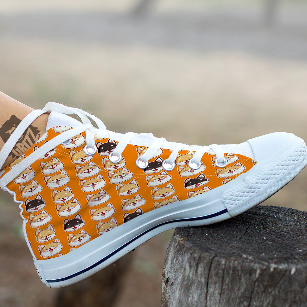 Cute Siberian And Cute Shiba Print Pattern White High Top Shoes-grizzshop