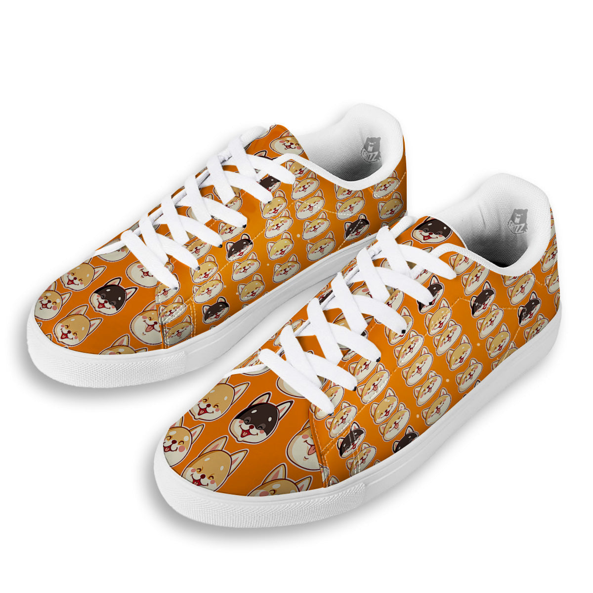 Cute Siberian And Cute Shiba Print Pattern White Low Top Sneakers-grizzshop