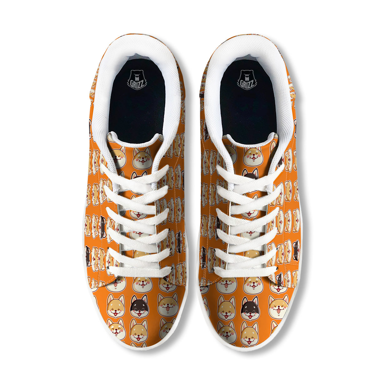Cute Siberian And Cute Shiba Print Pattern White Low Top Sneakers-grizzshop