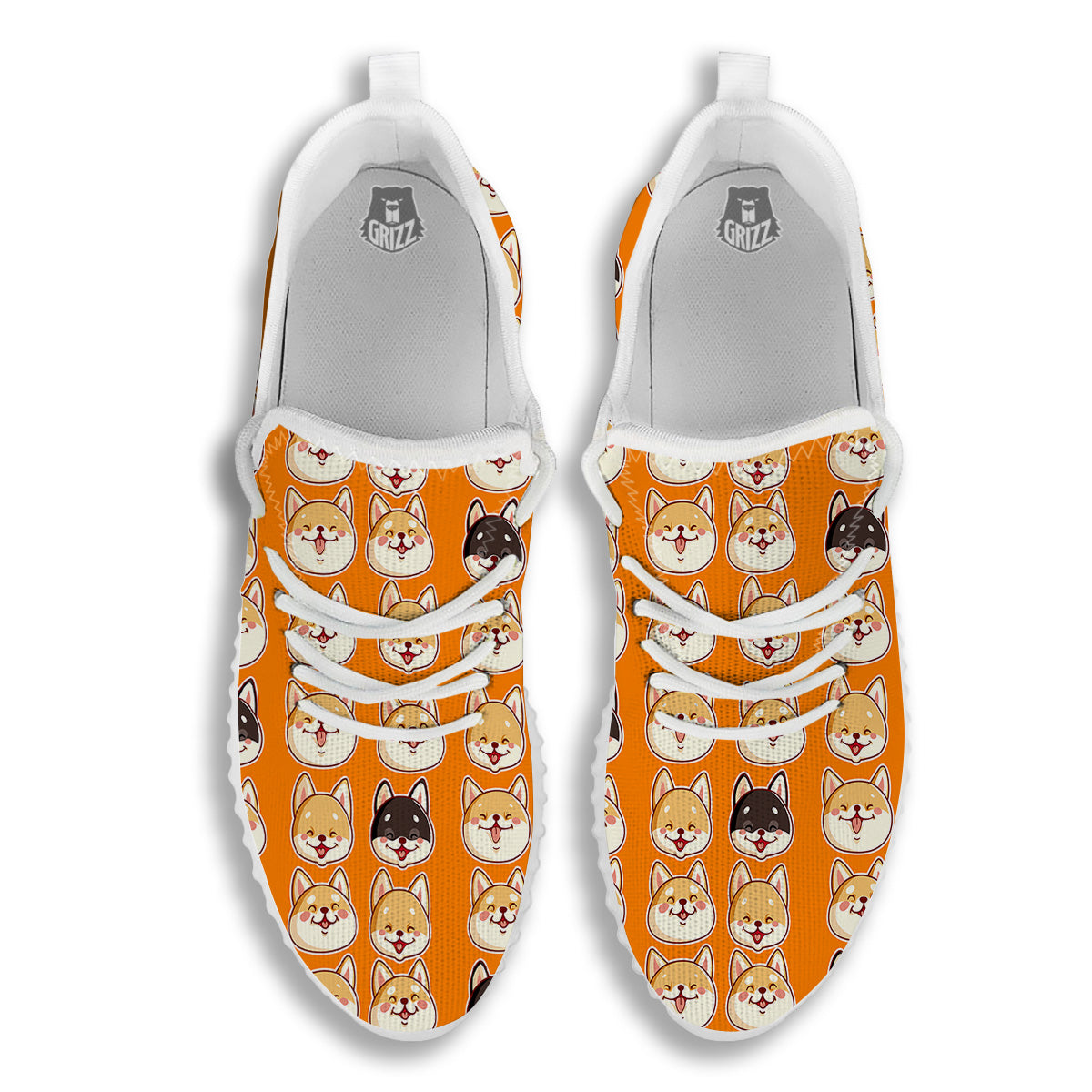 Cute Siberian And Cute Shiba Print Pattern White Walking Shoes-grizzshop