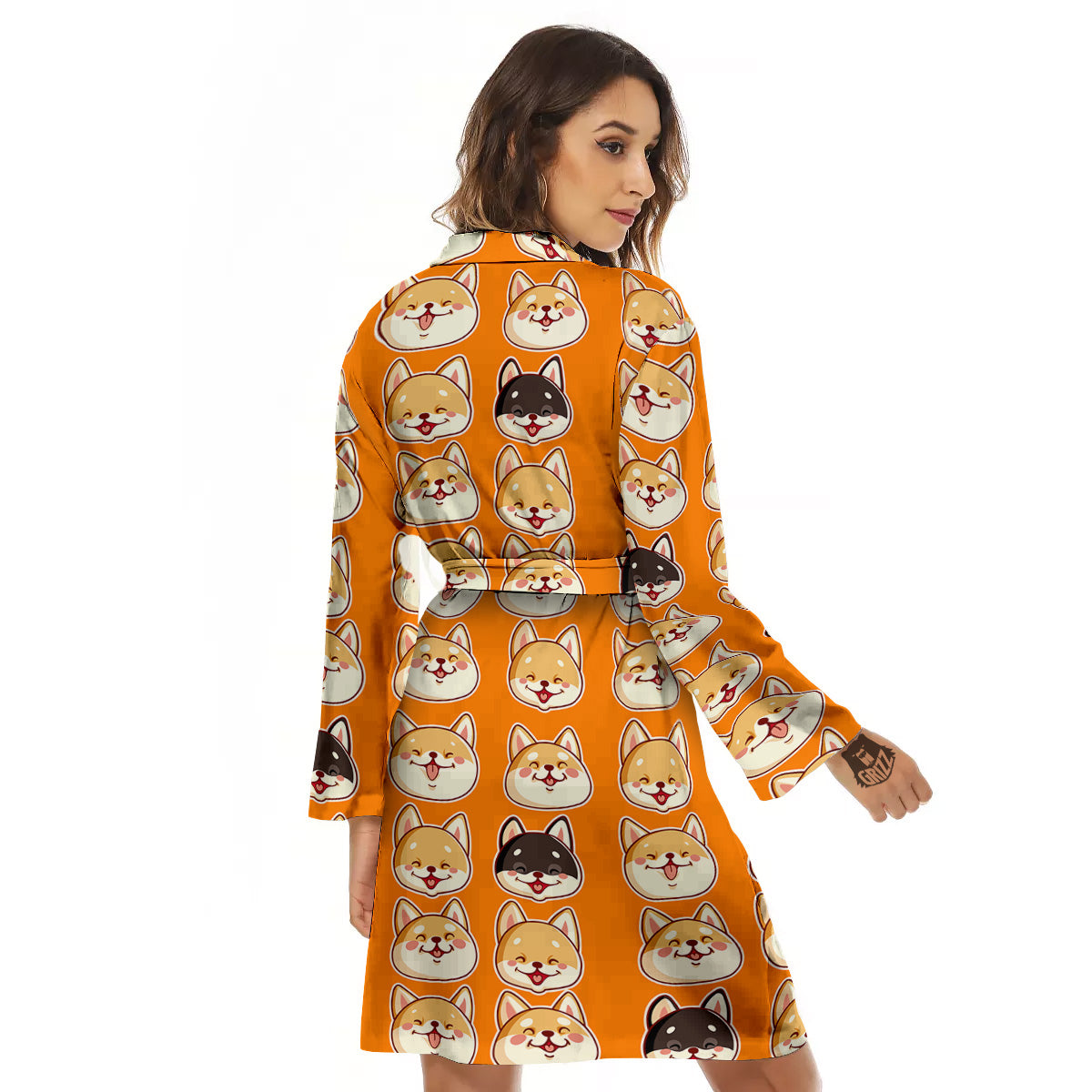 Cute Siberian And Cute Shiba Print Pattern Women's Robe-grizzshop