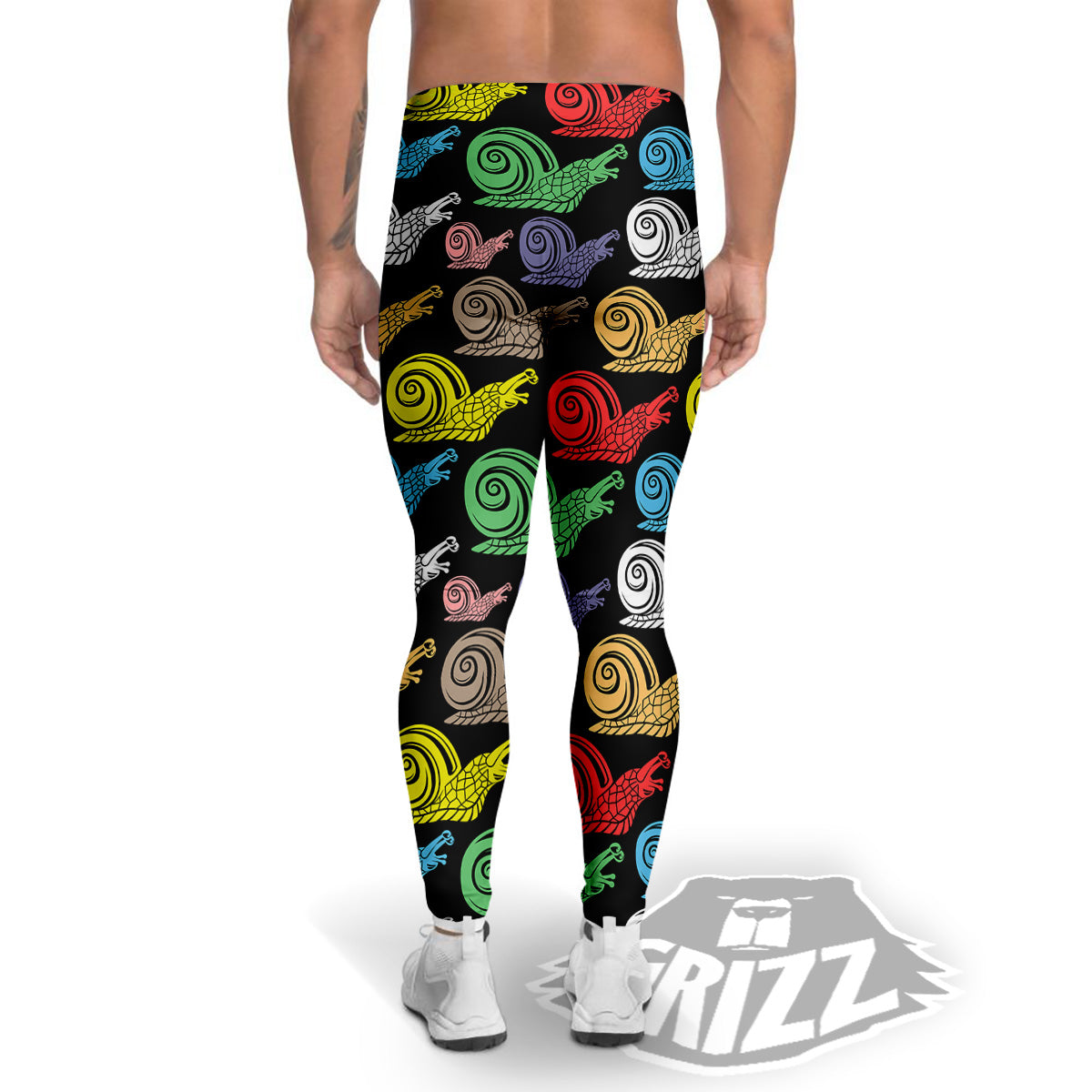 Cute Snails Colorful Print Pattern Men's Leggings-grizzshop